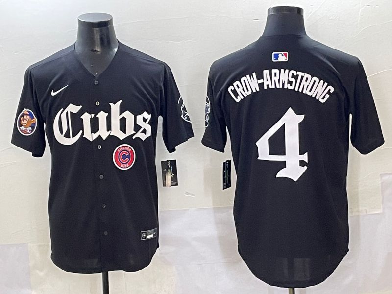 Men 2025 Chicago Cubs 4 Crow-Armstrong Black Five generations Joint Name Nike MLB Jersey style 18